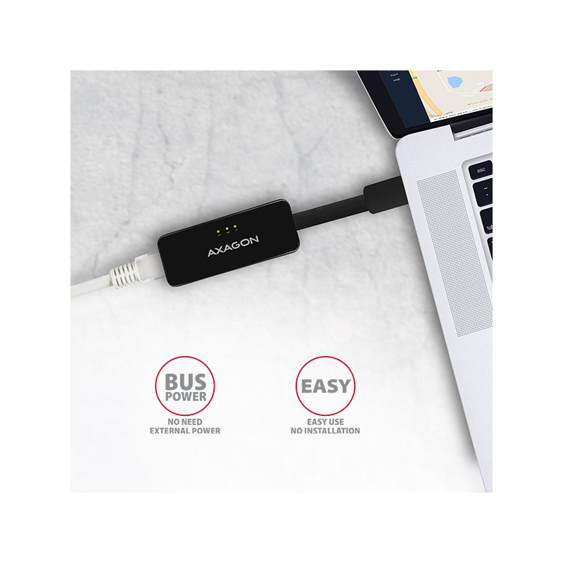 AXAGON ADE-XR, USB 2.0 - Fast Ethernet sieťová karta, auto inštal, čierna