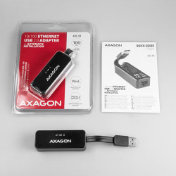 AXAGON ADE-XR, USB 2.0 - Fast Ethernet sieťová karta, auto inštal, čierna