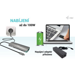 i-tec USB-C Metal Nano Docking Station 4K HDMI LAN, Power Delivery 100 W + Charger 100 W (bundle)