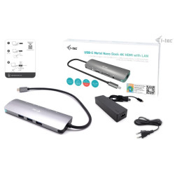 i-tec USB-C Metal Nano Docking Station 4K HDMI LAN, Power Delivery 100 W + Charger 100 W (bundle)