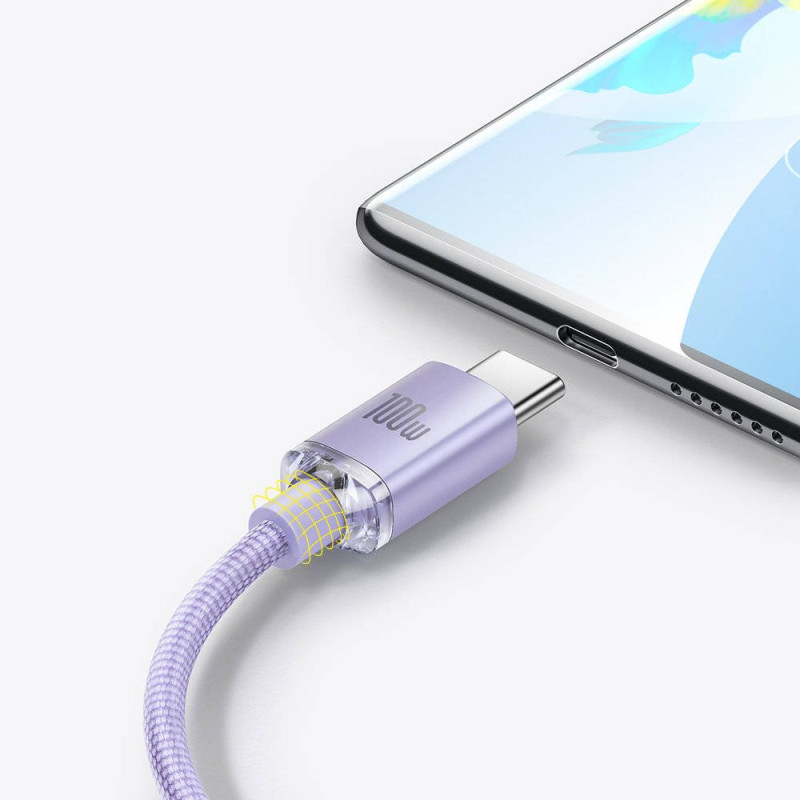 NONAME - Baseus CAJY000405 Crystal Shine Series Dátový Kabel USB - USB-C 100W 1,2m Purple