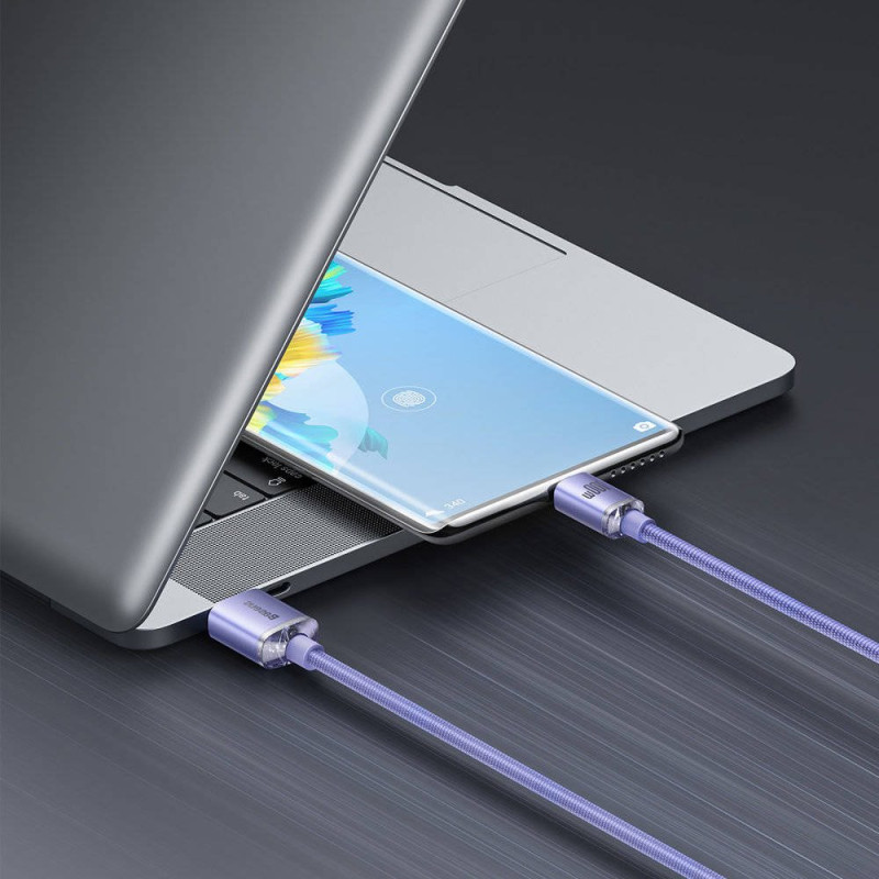 NONAME - Baseus CAJY000405 Crystal Shine Series Dátový Kabel USB - USB-C 100W 1,2m Purple