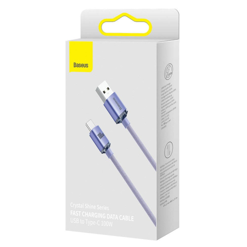 NONAME - Baseus CAJY000405 Crystal Shine Series Dátový Kabel USB - USB-C 100W 1,2m Purple