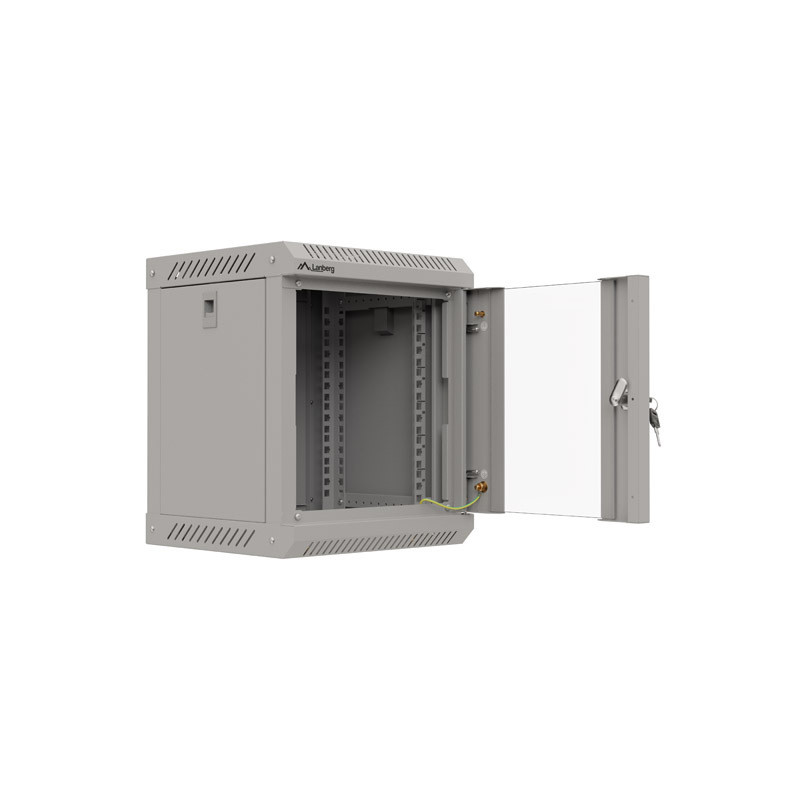 LANBERG RACKOVÁ SKRIŇA 10'' NÁSTENNÁ 6U/300X300 (FLAT PACK) S PRESKLENÝMI DVERAMI ŠEDÁ