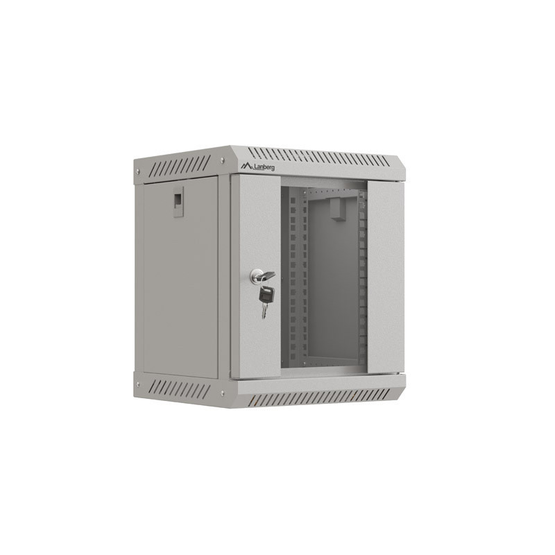LANBERG RACKOVÁ SKRIŇA 10'' NÁSTENNÁ 6U/300X300 (FLAT PACK) S PRESKLENÝMI DVERAMI ŠEDÁ
