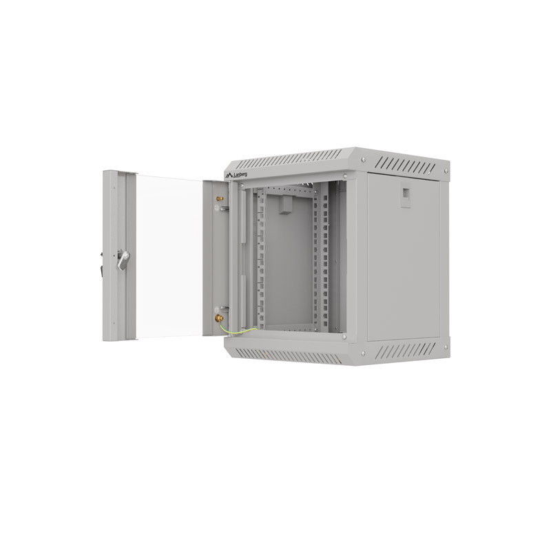 LANBERG RACKOVÁ SKRIŇA 10'' NÁSTENNÁ 6U/300X300 (FLAT PACK) S PRESKLENÝMI DVERAMI ŠEDÁ