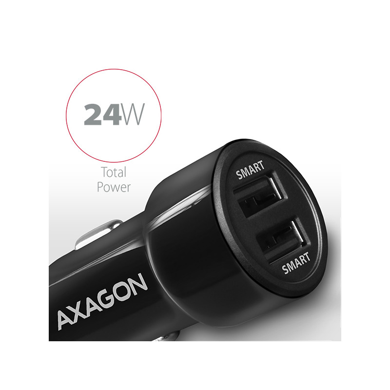 AXAGON PWC-5V5, SMART nabíjačka do auta, 2x port 5V-2.4A + 2.4A, 24W