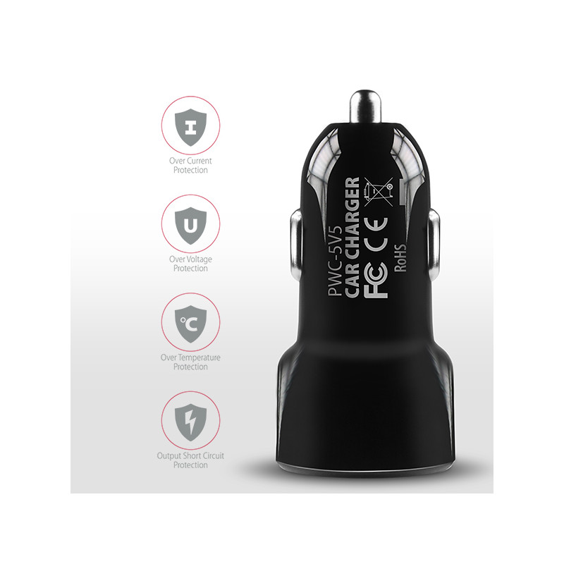 AXAGON PWC-5V5, SMART nabíjačka do auta, 2x port 5V-2.4A + 2.4A, 24W