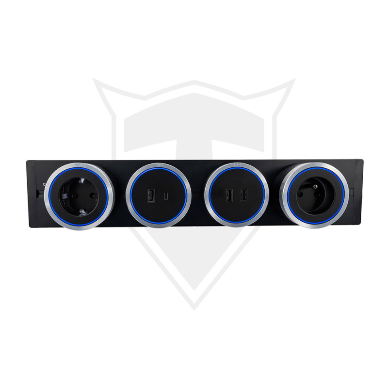 Zásuvkový modul Viking A20B, čierna / LED svetlo 3W / Pohybový senzor / 230V, 16A, 50Hz
