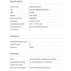 Mikrotik CRS309-1G-8S+IN Cloud Router Switch 8x SFP+, 1x GB LAN