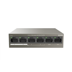 Tenda TEF1106P-4-63W PoE AT switch 4x PoE 802.3af/at, 6x 100Mb/s, PoE celkom 63W, fanless, PoE+