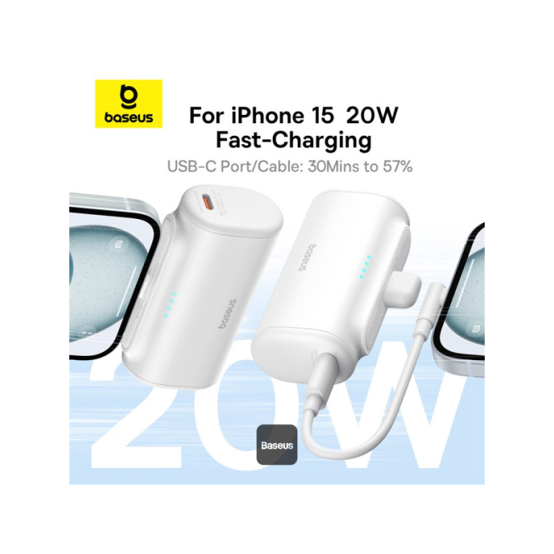 NONAME - Baseus power banka 5000mAh 20W USB-C biela