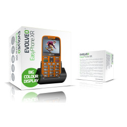 EVOLVEO EasyPhone XR, mobilný telefón pre seniorov s nabíjacím stojanom, oranžový