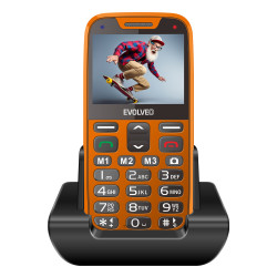 EVOLVEO EasyPhone XR, mobilný telefón pre seniorov s nabíjacím stojanom, oranžový