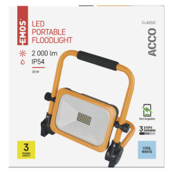 EMOS PRENOSNÝ NABÍJACÍ LED REFLEKTOR ACCO 20W, 2000LM, IP54