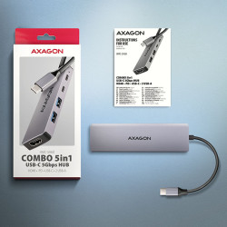 AXAGON HMC-5H60, USB 5Gbps húb, porty 2x USB-A, 1x USB-C, HDMI 4k/60, PD 100W, kábel USB-C 15cm