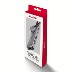 AXAGON HMC-5H60, USB 5Gbps húb, porty 2x USB-A, 1x USB-C, HDMI 4k/60, PD 100W, kábel USB-C 15cm
