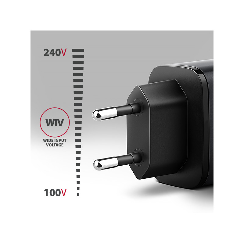 AXAGON ACU-PQ67D GaN nabíjačka do siete 67W, USB-A+USB-C, PD3.0/PPS/QC4+/SFC2.0/Apple, LCD display