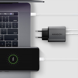 AXAGON ACU-PQ67D GaN nabíjačka do siete 67W, USB-A+USB-C, PD3.0/PPS/QC4+/SFC2.0/Apple, LCD display