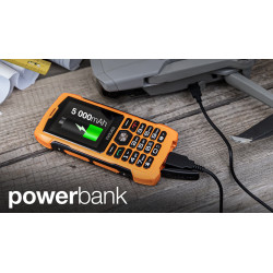 EVOLVEO StrongPhone H1, IP68 odolný Dual SIM telefón, 2,8'' LCD, 5000mAh, Powerbanka, oranžový