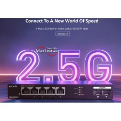 Tenda TEM2007X - Multi-gigabit switch, 5x 2.5G RJ45 + 2x 10G SFP+ port, MAC 16K, ochrana 6kV