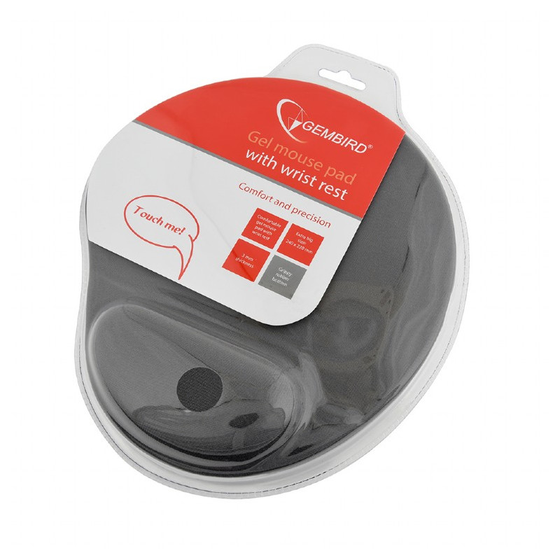 GEMBIRD Gel mouse pad with wrist support, grey