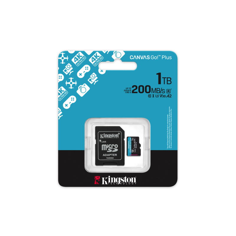 Kingston Canvas Go Plus A2/Micro SDXC/1TB/UHS-I U3 / Class 10/+ Adaptér