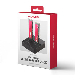 AXAGON ADSA-M2C22L, USB-C 20Gbps dokovacia stanica pre 2× M.2 NVMe SSD s funkciou klonovania