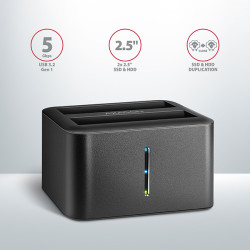 AXAGON ADSA-D25, USB 3.2 Gen 1 - 2x SATA 6G 2.5'' SSD/HDD CLONE MINI dokovacia stanica