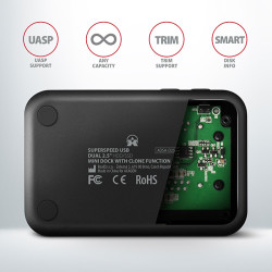 AXAGON ADSA-D25, USB 3.2 Gen 1 - 2x SATA 6G 2.5'' SSD/HDD CLONE MINI dokovacia stanica