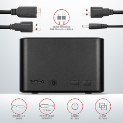 AXAGON ADSA-D25, USB 3.2 Gen 1 - 2x SATA 6G 2.5'' SSD/HDD CLONE MINI dokovacia stanica