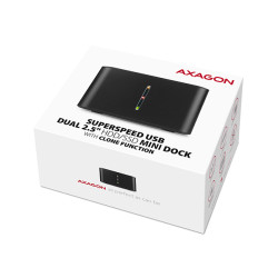 AXAGON ADSA-D25, USB 3.2 Gen 1 - 2x SATA 6G 2.5'' SSD/HDD CLONE MINI dokovacia stanica