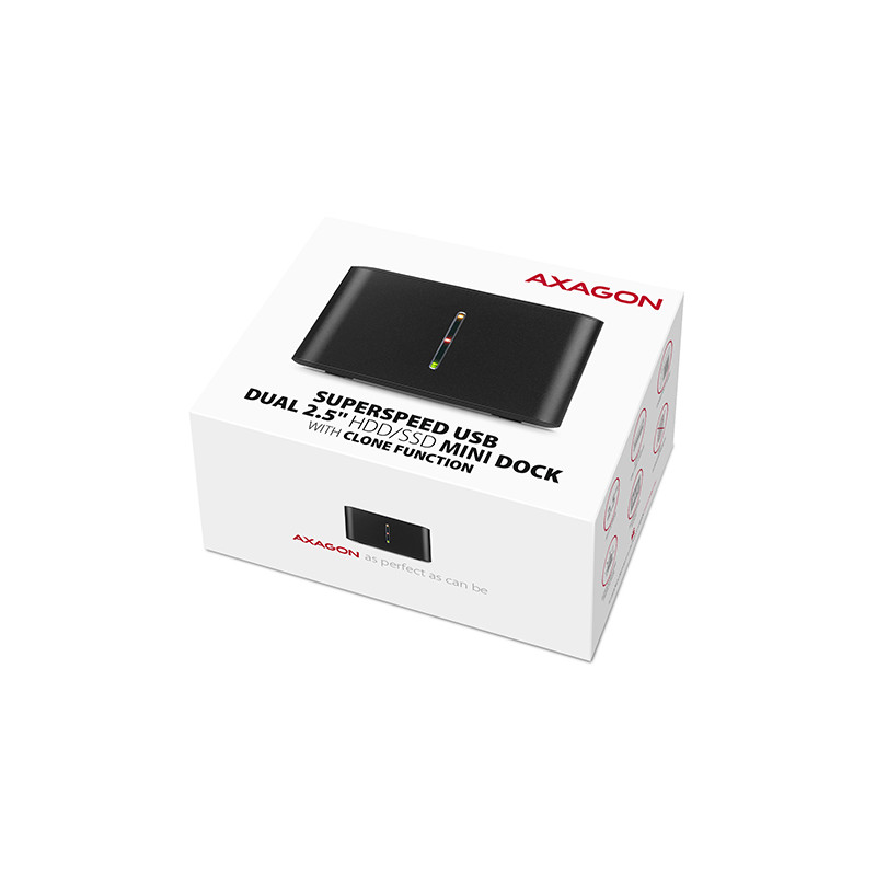 AXAGON ADSA-D25, USB 3.2 Gen 1 - 2x SATA 6G 2.5'' SSD/HDD CLONE MINI dokovacia stanica