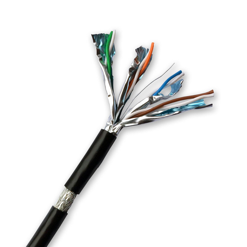 DATACOM S/FTP drôt CAT7 PE, Fca 500m cievka, plášť čierny OUTDOOR