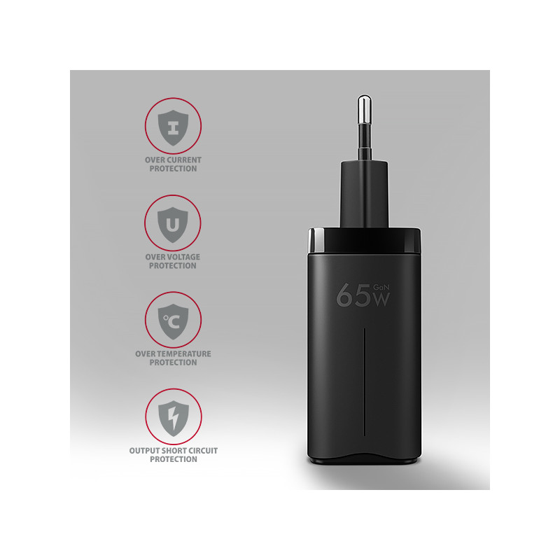 AXAGON ACU-DPQ65, GaN nabíjačka do siete 65W, 3x port (USB-A + dual USB-C), PD3.0/QC4+/PPS/Apple