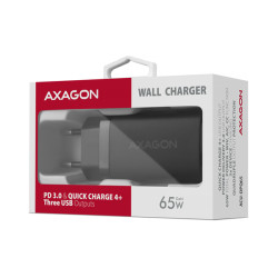AXAGON ACU-DPQ65, GaN nabíjačka do siete 65W, 3x port (USB-A + dual USB-C), PD3.0/QC4+/PPS/Apple