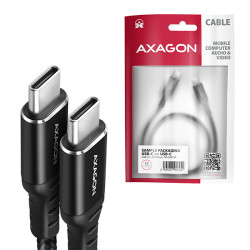 AXAGON BUCM-CM10AB, HQ kábel USB-C -- USB-C, 1m, USB 2.0, PD 60W 3A, ALU, oplet, čierny