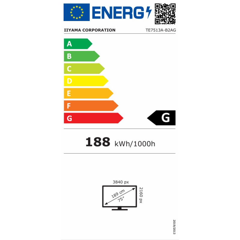 75'' iiyama TE7513A-B2AG: IPS, 4K, 40P, EDLÁ