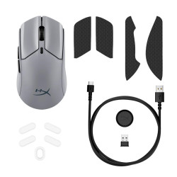 HyperX Pulsefire Haste 2 Pre/Herná/Optická/Pre pravákov/26 000 DPI/USB+BT/Sivá