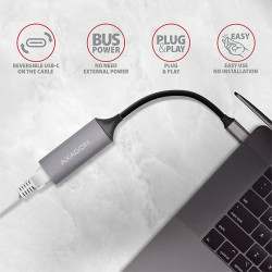 AXAGON ADE-TRC, USB-C 3.2 Gen 1 - Gigabit Ethernet sieťová karta, auto inštal, titánovo šedá