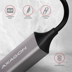 AXAGON ADE-TRC, USB-C 3.2 Gen 1 - Gigabit Ethernet sieťová karta, auto inštal, titánovo šedá
