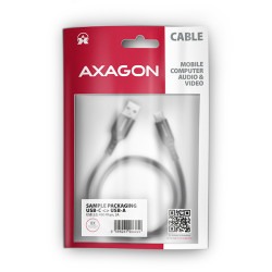 AXAGON BUCM-AM15AB, HQ kábel USB-C -- USB-A, 1.5m, USB 2.0, 3A, ALU, oplet, čierny
