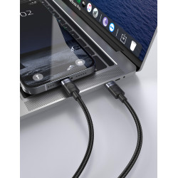 TEXTILNÝ KÁBEL USB-C / USB-C 1,5M, USB 2.0 ČIERNY