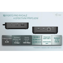 i-tec USB-C DP Dual HDMI Docking Station, Power Delivery 100W