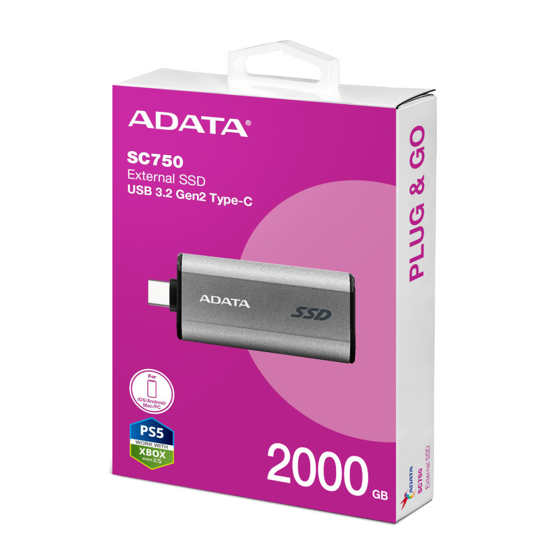 ADATA SC750/2TB/SSD/Externý/Sivá/5R