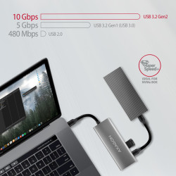 AXAGON HMC-5G21, USB 10Gb/s húb, porty 2x USB-A, 2x USB-C, HDMI 4k/30, PD 60W, kábel USB-C 13cm