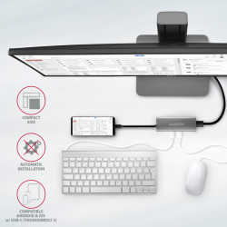 AXAGON HMC-5G21, USB 10Gb/s húb, porty 2x USB-A, 2x USB-C, HDMI 4k/30, PD 60W, kábel USB-C 13cm