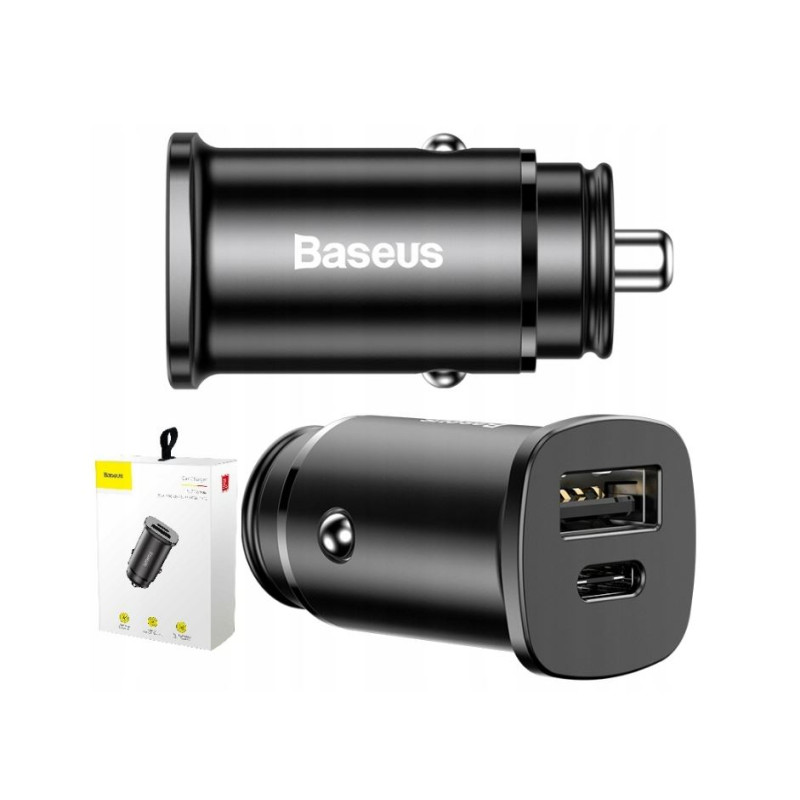 NONAME - Baseus Rýchlonabíjačka do auta USB/USB-C QC 30W čierna