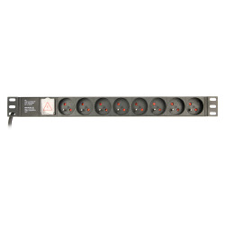 Gembird PDU 8 zásuviek, C14, 1U, 10 A, 3m