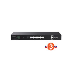 Tenda TEG1120P-16-150W PoE+ Gigabit switch 16x 1Gb/s PoE+ 802.3af/at + 2x SFP + 2x RJ45, 135W, Rack